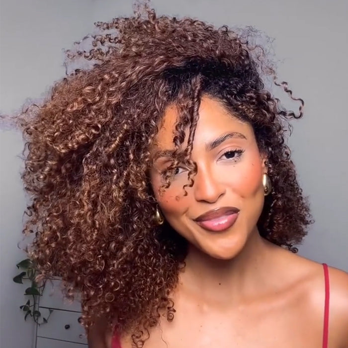 Ombre Brown Color Kinky Curly Human Hair Wig Glueless Lace Wig Ombre Honey Brown Color With Natural Pre Plucked Hairline - Rafarada