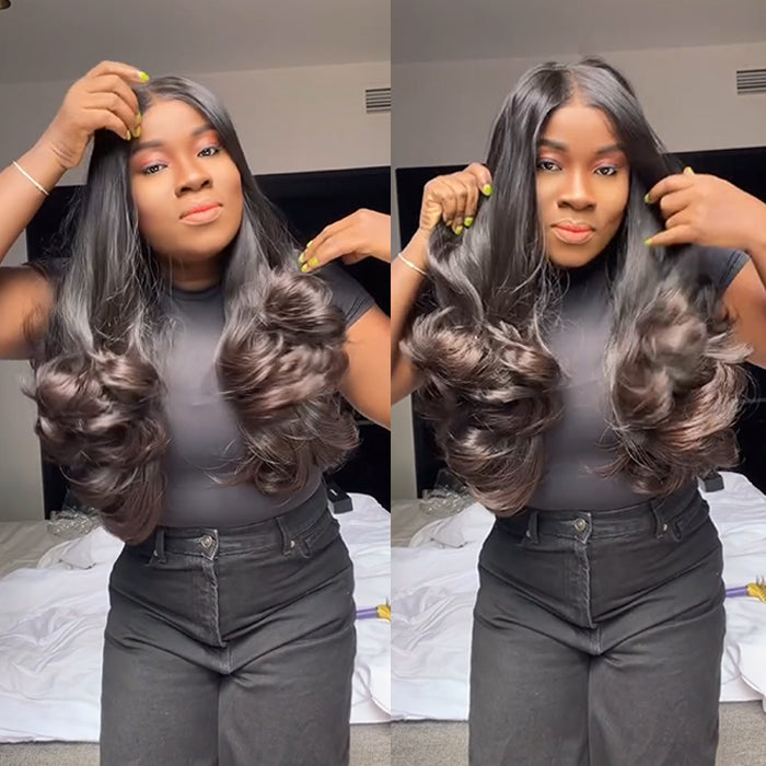 Loose Wave Human Hair Lace Wig Ombre Color With Light Brown Human Hair Glueless HD Lace Wig For Woman - Rafarada