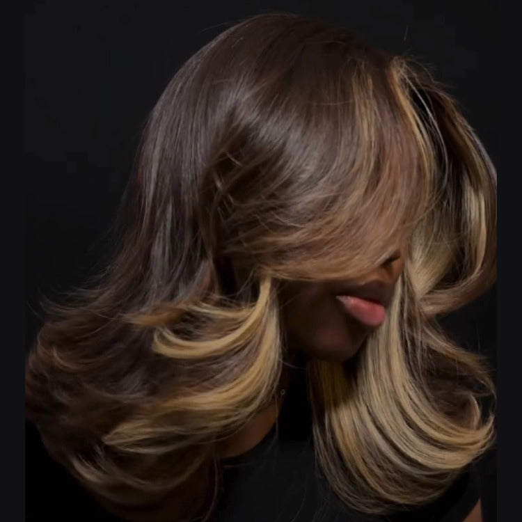 Ombre Brown To Blonde Color Body Wave Human Hair Wig Short Bob Wig- Rafarada