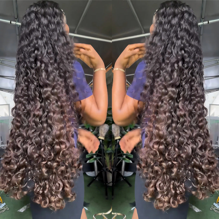 Ombre Color With Dark Brown Raw Burmese Curly Lace Wig Human Hair Natural Hairline For Woman - Rafarada