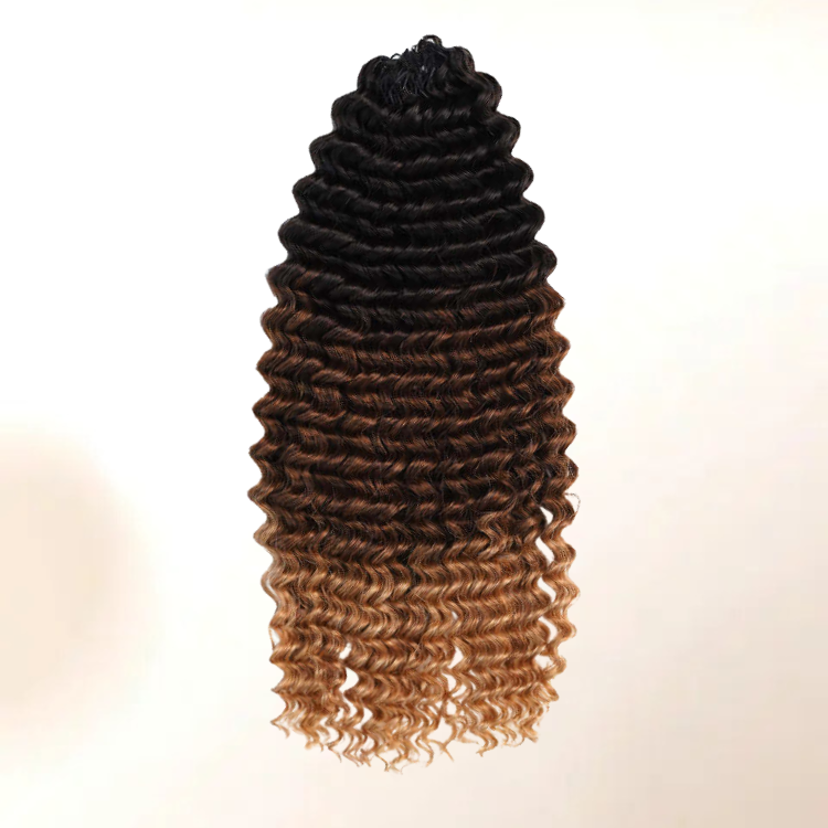 Ombre Deep Curly Feather Crochet Hair Extensions T1B/30/27 100% Human Hair Long Deep Curly Wave for Black Women - Rafarada