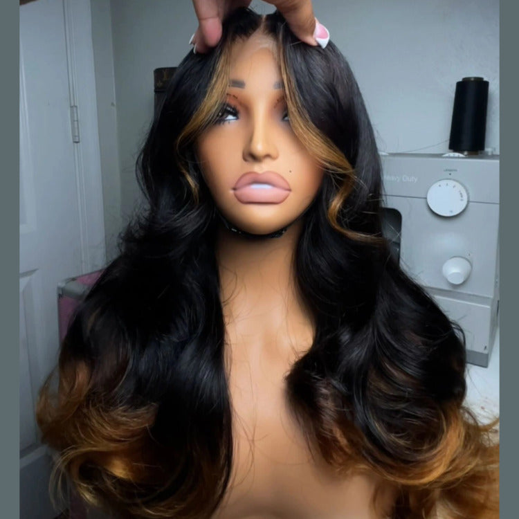 Balayage Blonde Brown Highlights 13x4 Lace Front Body Wave Hair Wigs - Rafarada