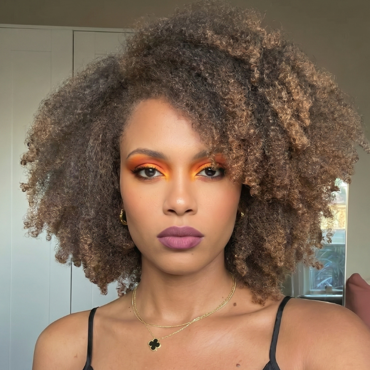 Ombre Brown Color Glueless Kinky Afro Curl Human Hair Lace Front Wig Brown Afro Textured Natural Wig For Woman- Rafarada