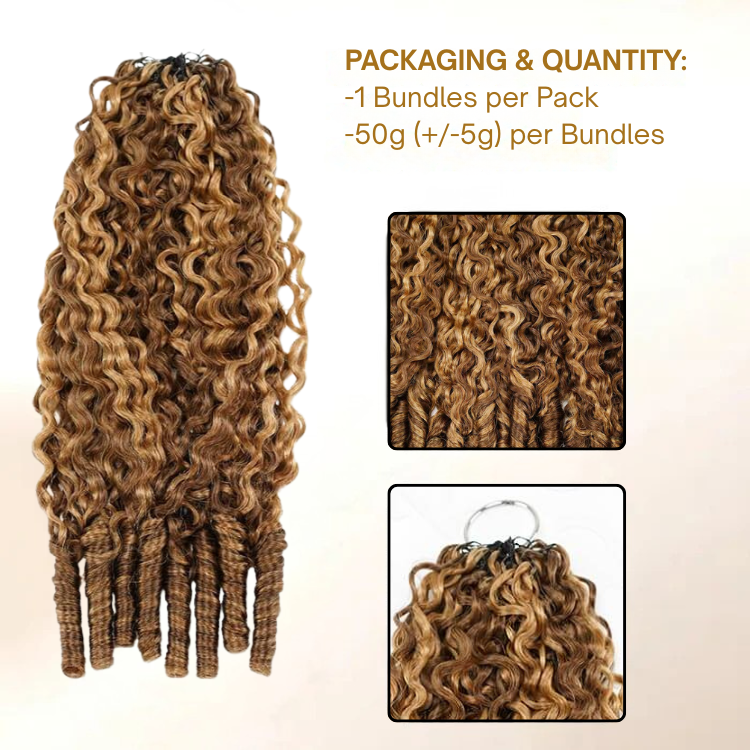 Mixed Honey Blonde Burmese Curl Crochet Hair P4/27 Brown Highlighted Curly Weave 100% Human Hair Extensions for Volume - Rafarada