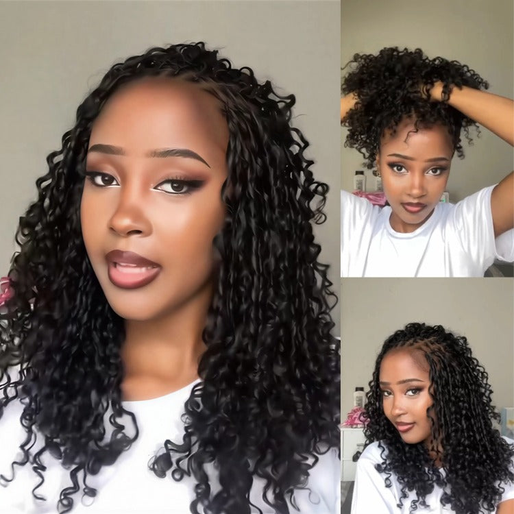 Pixie Curly Human Crochet Hair Extensions Natural Color Feather Crochet Hair- Rafarada