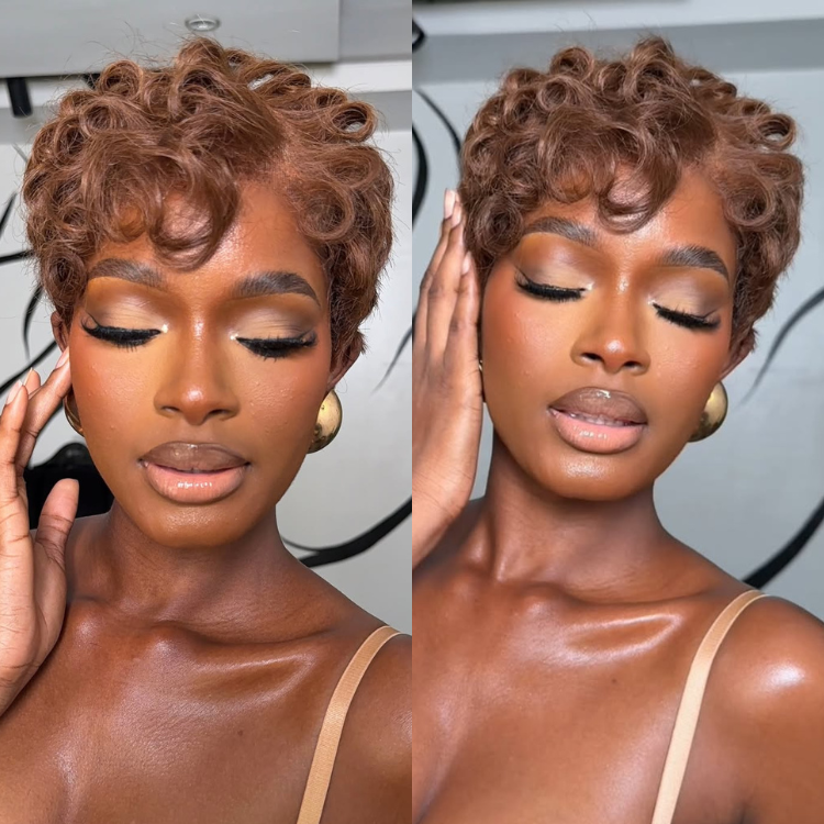Luxury Short Pixie Curly Brown Wig Available in Full Lace Natural Chestnut Brown Short Curly Wig- Rafarada