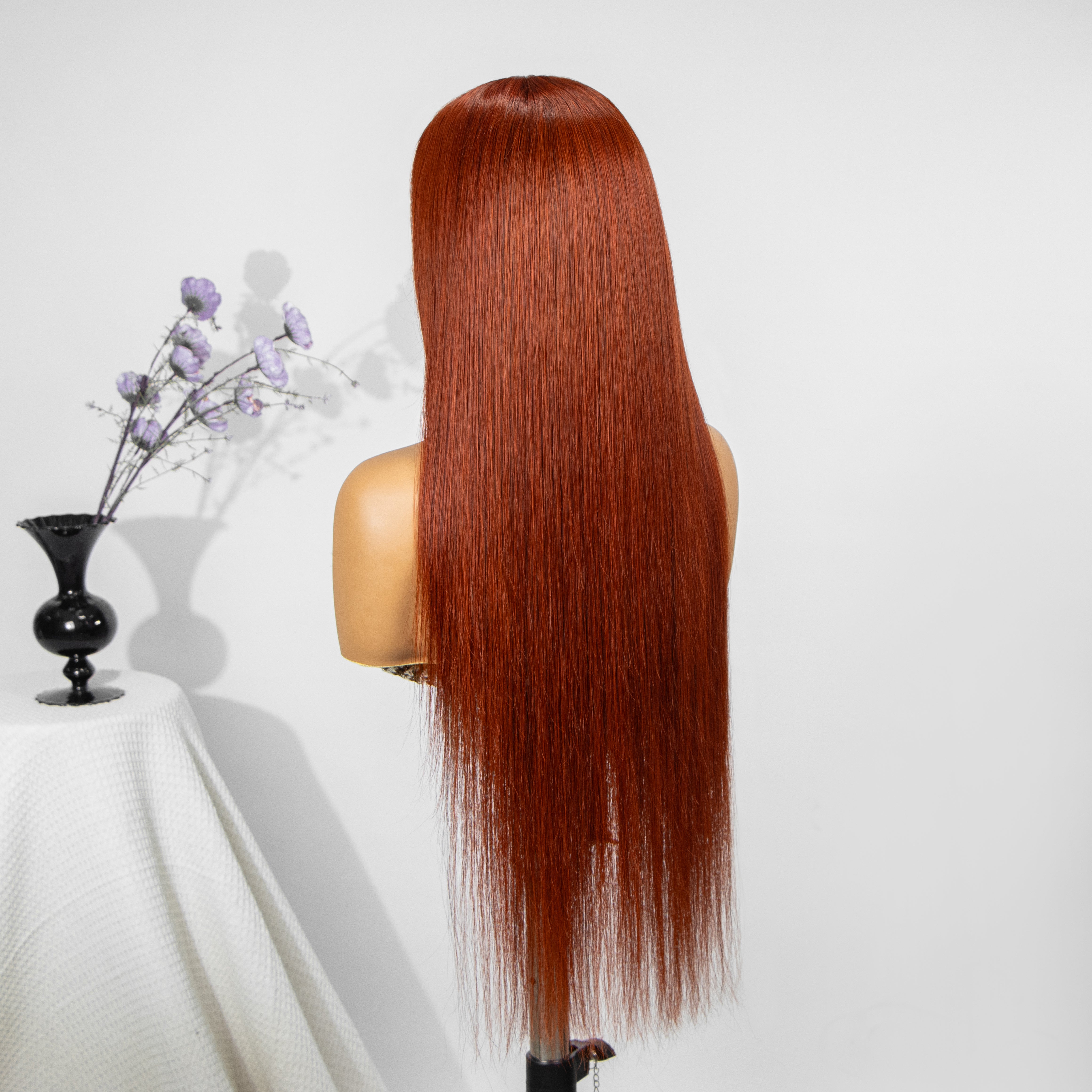 Red Brown Straight Hair Lace Front Wig Pre-Plucked 100% Human Hair - Rafarada