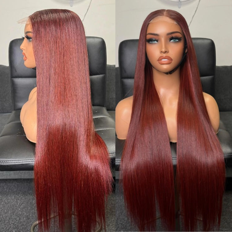 Reddish Color Straight 100% Human Hair Wigs HD Transparent Lace Wig - Rafarada