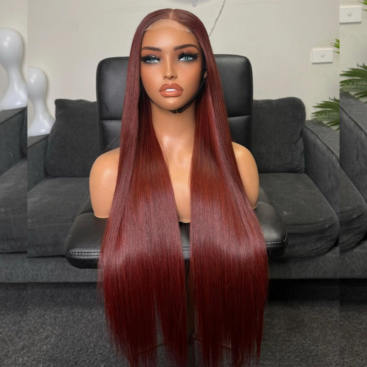 Reddish Color Straight 100% Human Hair Wigs HD Transparent Lace Wig - Rafarada