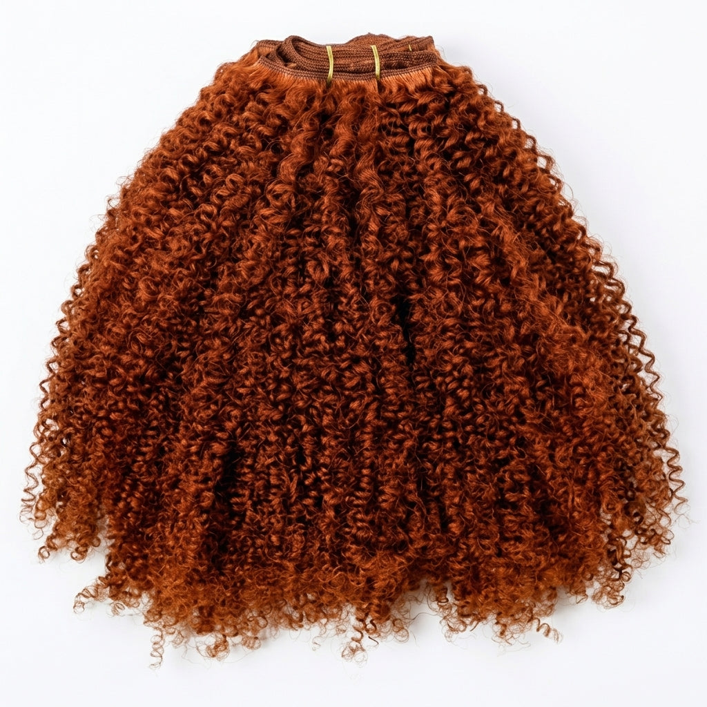 Copper Brown Afro Kinky Curly Human Hair Bundles Auburn Ginger Kinky Curly Weave Bundles Deals Human Hair Extensions- Rafarada