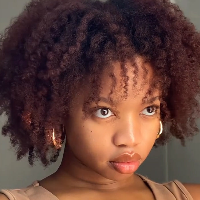 Reddish Brown Color Soft Afro Kinky Curly Bob Wig Natural Volume & Defined Curls Beginner Friendly Wig- Rafarada