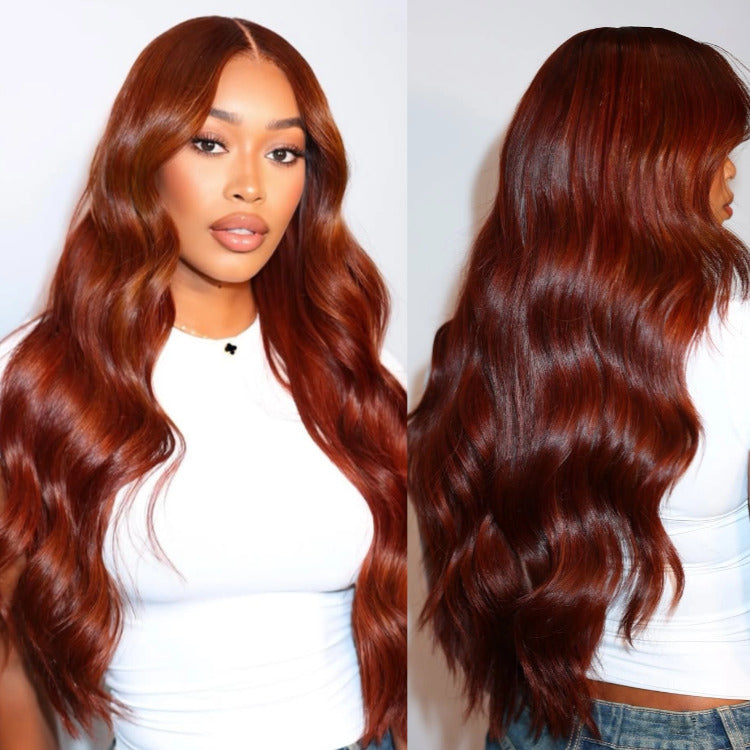 Reddish Brown Color Body Wave Wig Wear Go Glueless Wig Pre-cut Lace Wig - Rafarada