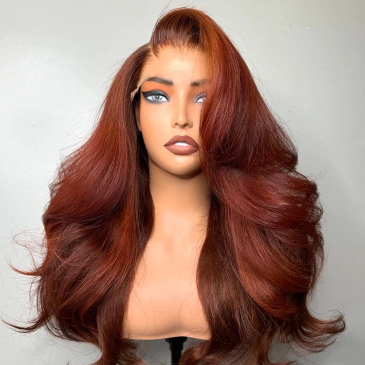 Reddish Brown Body Wave 6x4 Wear Go Wig Pre Cut Lace Glueless Wig - Rafarada