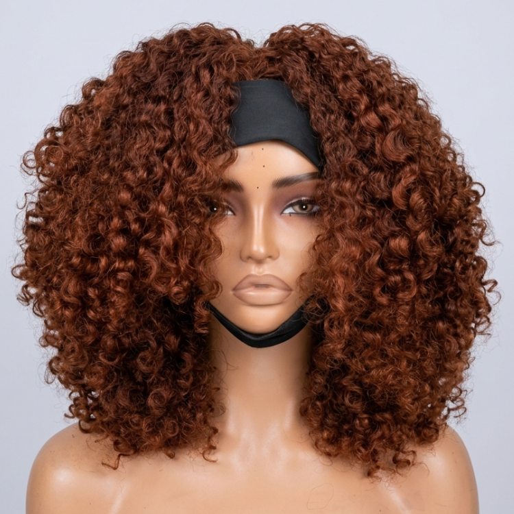 Premium Kinky Coily Headband Wig Multi-Color Throw On & Go Afro Kinky Curly Wig - Rafarada