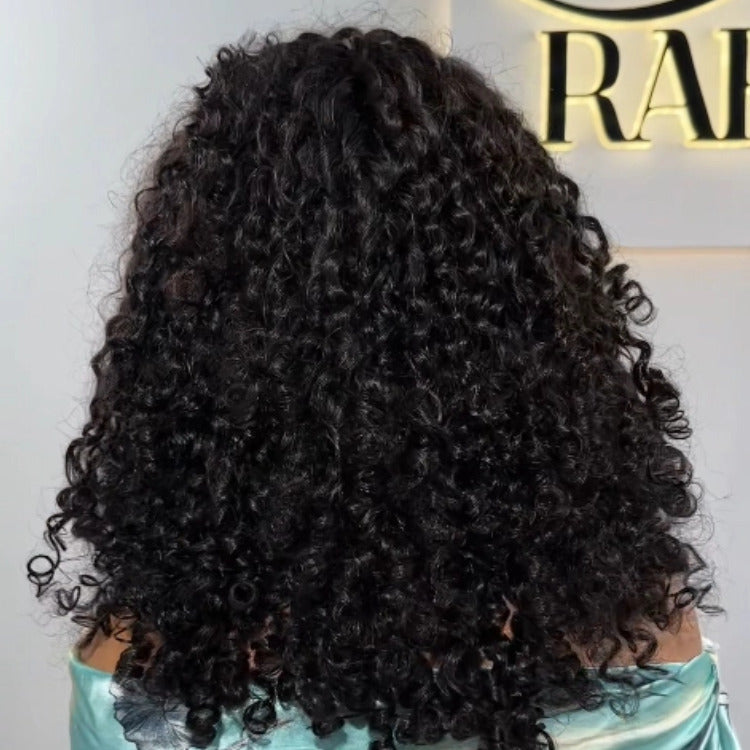 Luxurious Spiral Curls Human Hair Wig Natural Black Color 250% Density Wig With Dark Brown Color Water Wave Human Hair Wig For Woman- Rafarada