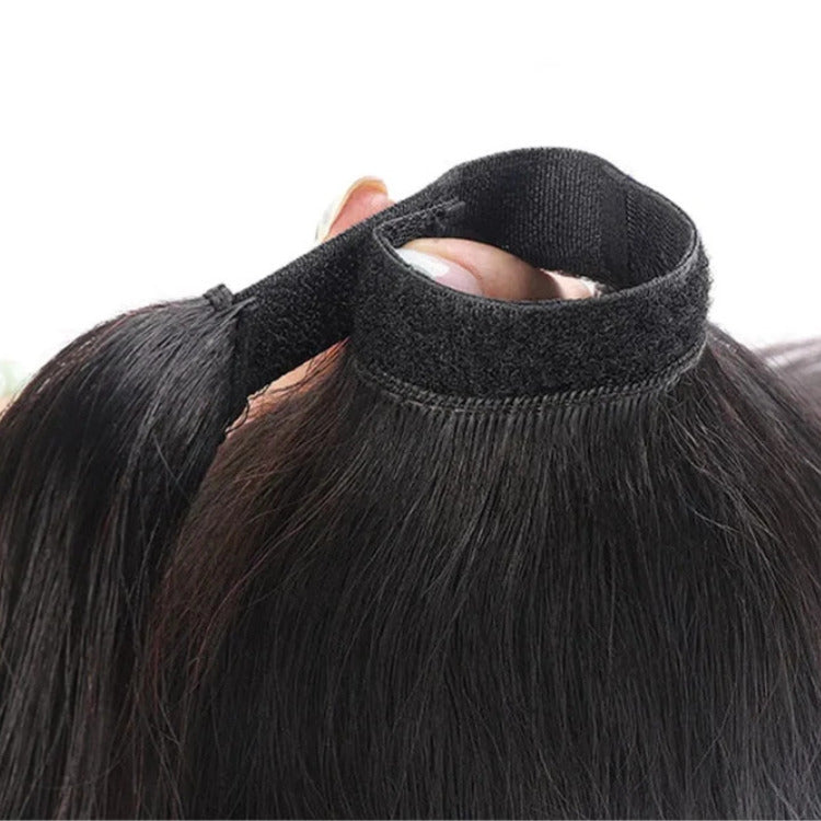Straight Wrap Around Ponytail Human Hair Extensions Natural Color Hairpiece- Rafarada