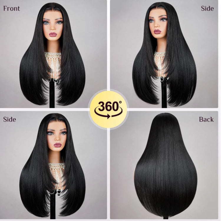 Layered Butterfly Hair Cut Straight HD Lace Closure Human Hair Wigs- Rafarada