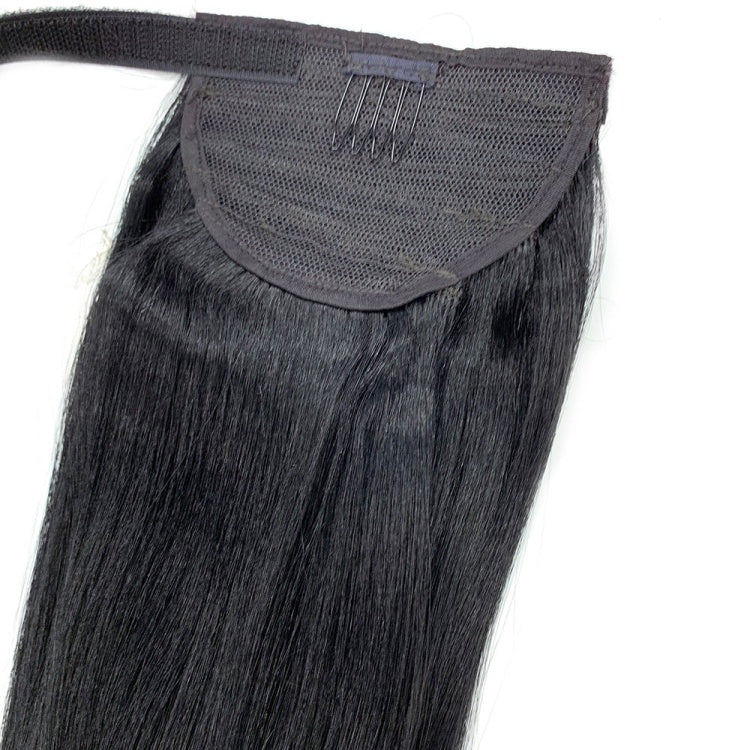 Straight Wrap Around Ponytail Human Hair Extensions Natural Color Hairpiece- Rafarada