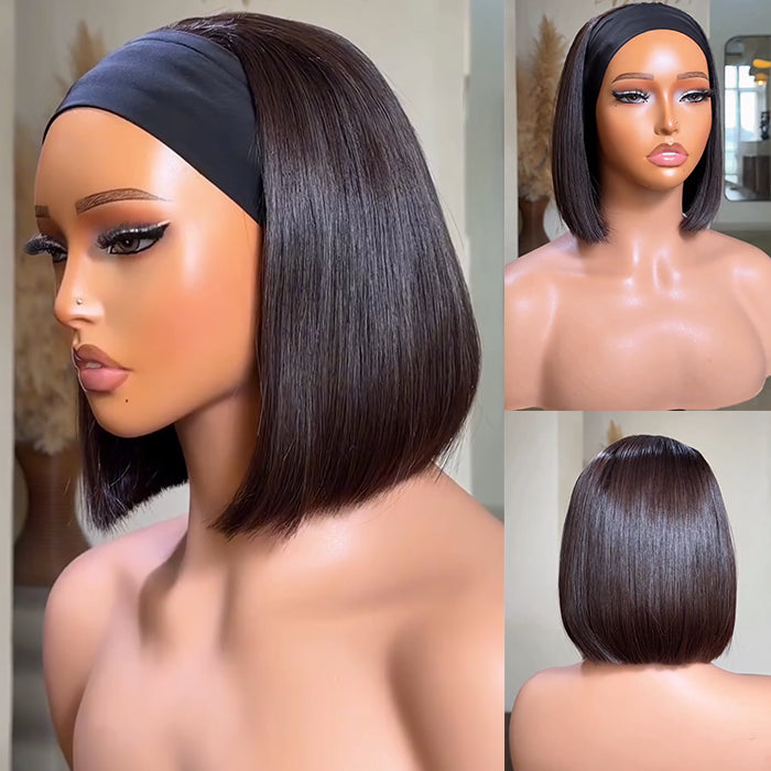 Straight Human Hair Wig Headband Wig With Head Band No Glue Wig Beginner-Friendly- Rafarada