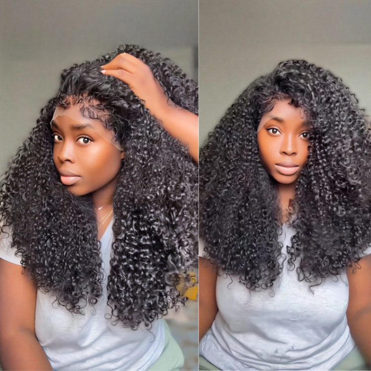 360 Deep Curly Lace Front Wig Natural Black High Density Human Hair Wig Versatile 360 Full Lace Perimeter Wig for High Bun & Ponytail - Rafarada