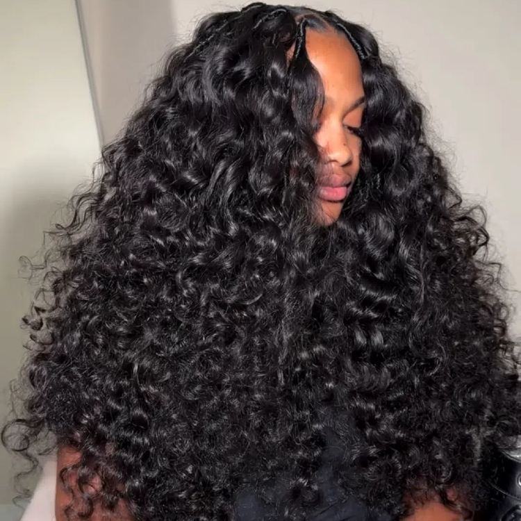 Extra Thick Loose Curly with Twist Lace Wig Human Hair Pre-Plucked Natural Look - Rafarada