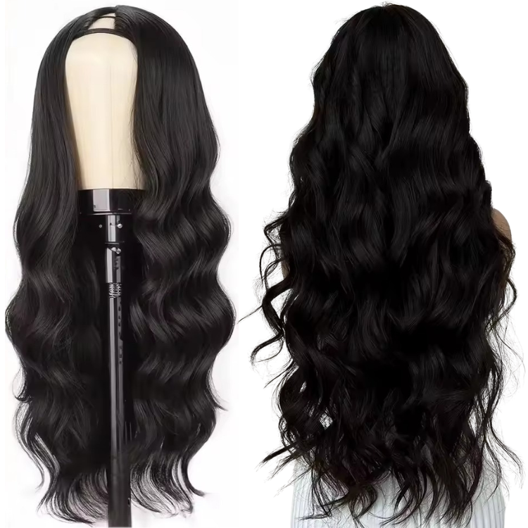 Glueless V Part Wig Body Wave No Leave Out Wig for Women Natural Black High Density Long Wavy Non-Lace Wig - Rafarada