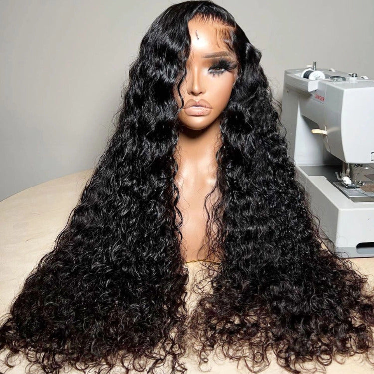 Water Wave Wig 100% Human Hair Invisi Draw-Strings Pre Plucked Natural Hairine With Baby Hair - Rafarada