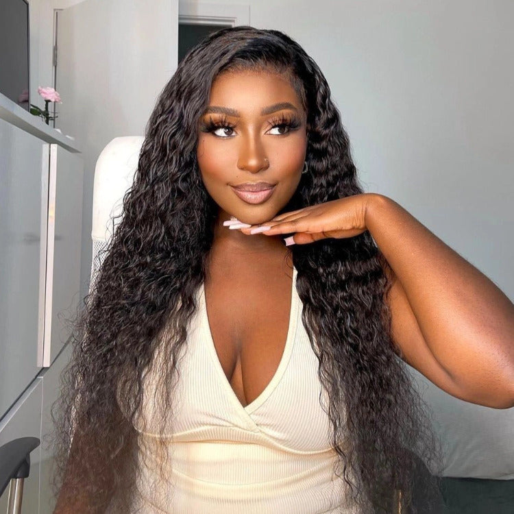 Water Wave Human Hair Wigs 4x4 Lace Closure Wig Preplucked Wigs - Rafarada