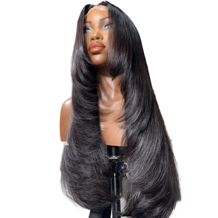 Layered Butterfly Hair Cut Straight HD Lace Closure Human Hair Wigs- Rafarada