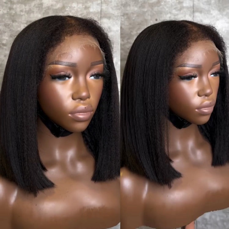 Yaki Straight Hair Bob Wig Pre Cut Lace Wig Vietnamese Hair with Edges Hair- Rafarada