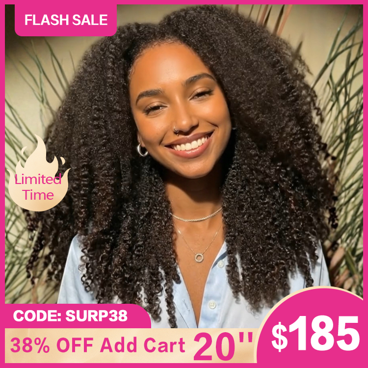 Most Realistic Afro Kinky Curly Human Hair Wig Glueless Lace Wig Ombre End Brown Color with Natural Hairline & Realistic Edges - Rafarada