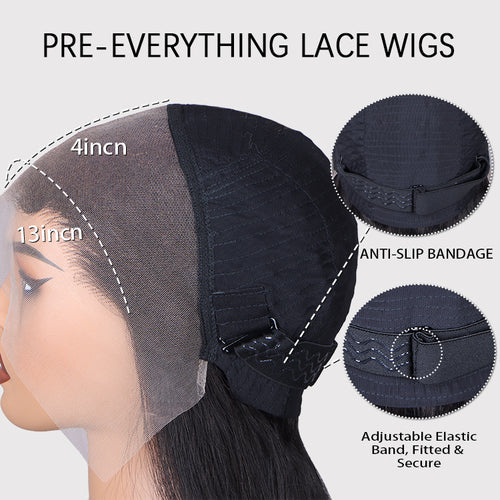 Glueless Big Bouncy Wave Lace Front Wig Natural Black Premium Volume Blowout Human Hair Wig- Rafarada