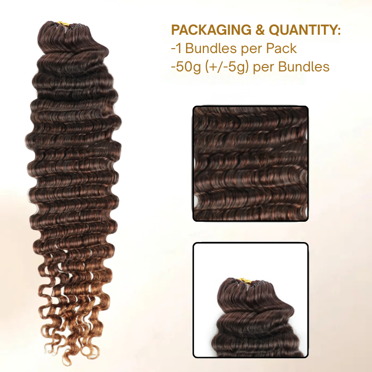 Ombre Chocolate Brown to Honey Blonde Deep Wave Feather Crochet Hair 100% Human Hair Extensions Soft & Bouncy Deep Curly Weave - Rafarada