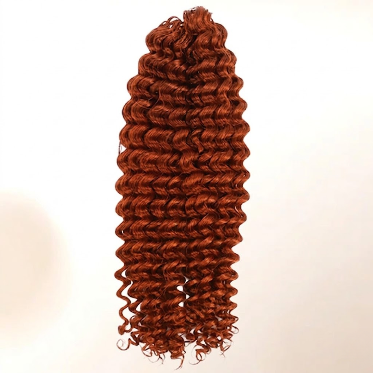 Feather Crochet Hair Extensions Red Copper Kinky Curly Human Hair Extensions- Rafarada