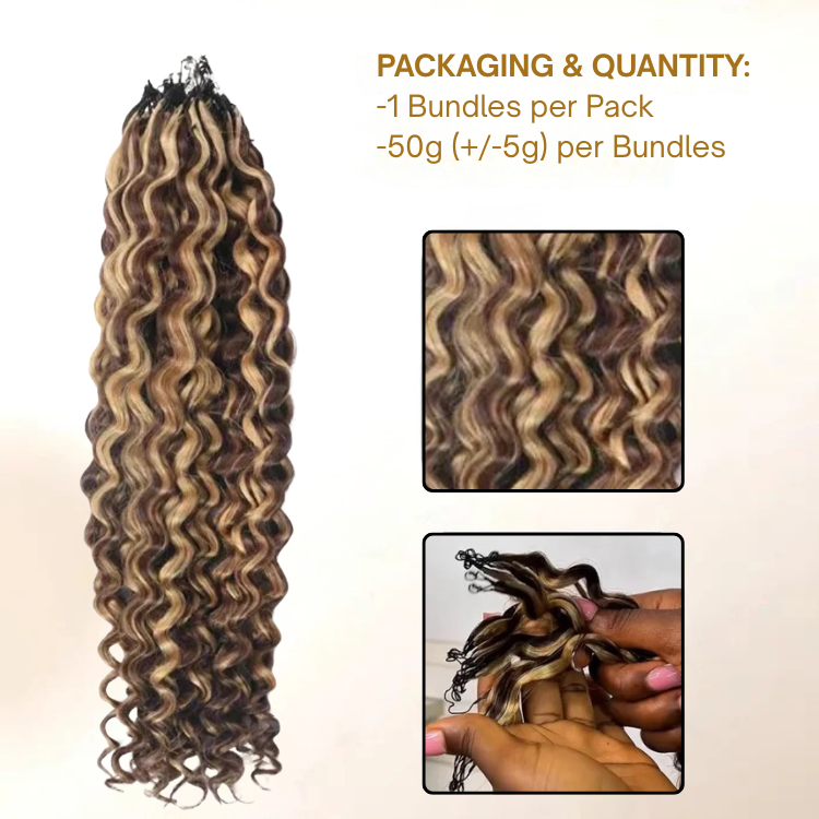 Highlight Curly Crochet Single Pack Feather Extensions Human Hair Boho Locs Pre Looped Feather Crochet Hair- Rafarada