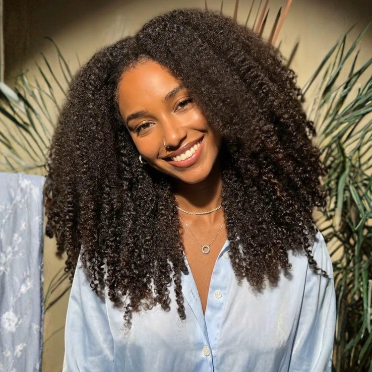 Most Realistic Afro Kinky Curly Human Hair Wig Glueless Lace Wig Ombre End Brown Color with Natural Hairline & Realistic Edges - Rafarada