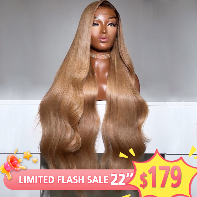 Flash Sale | Honey Blonde Color Body Wave Human Hair Wig HD Lace Front Gold Colored Wig  - Rafarada