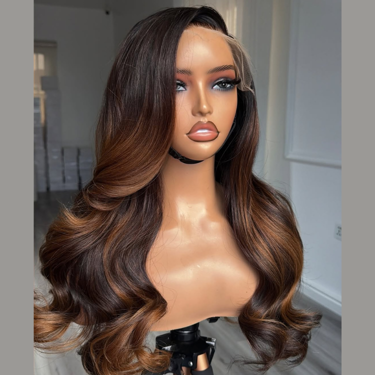 Wear and Go Glueless Body Wave Wig Highlight Honey Blonde Balayage Lace Front Ombre Color Human Hair Wigs Ready to Wear for Beginners - Rafarada