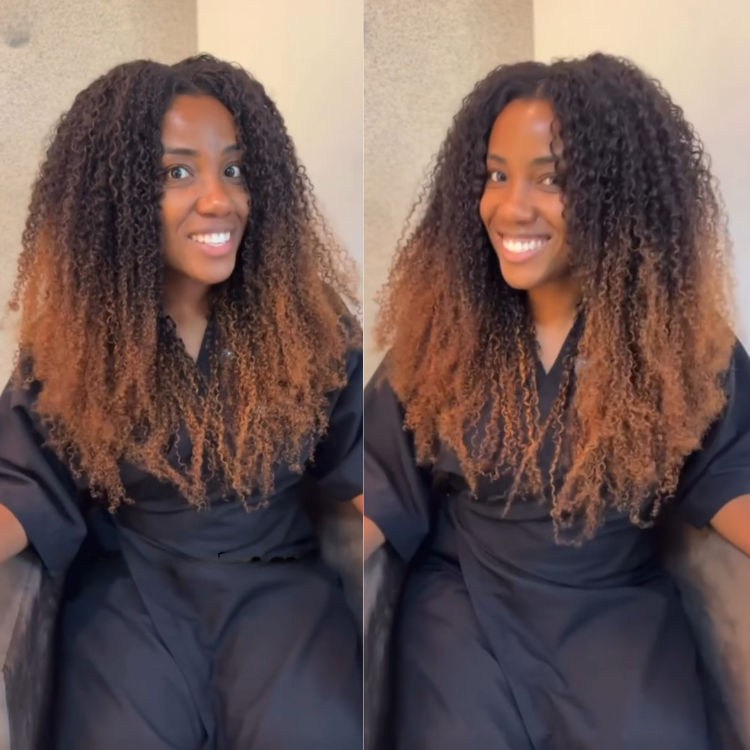 Ombre Brown Afro Curly Lace Front Human Hair Wigs Honey Brown Color Glueless Lace Wig - Rafarada