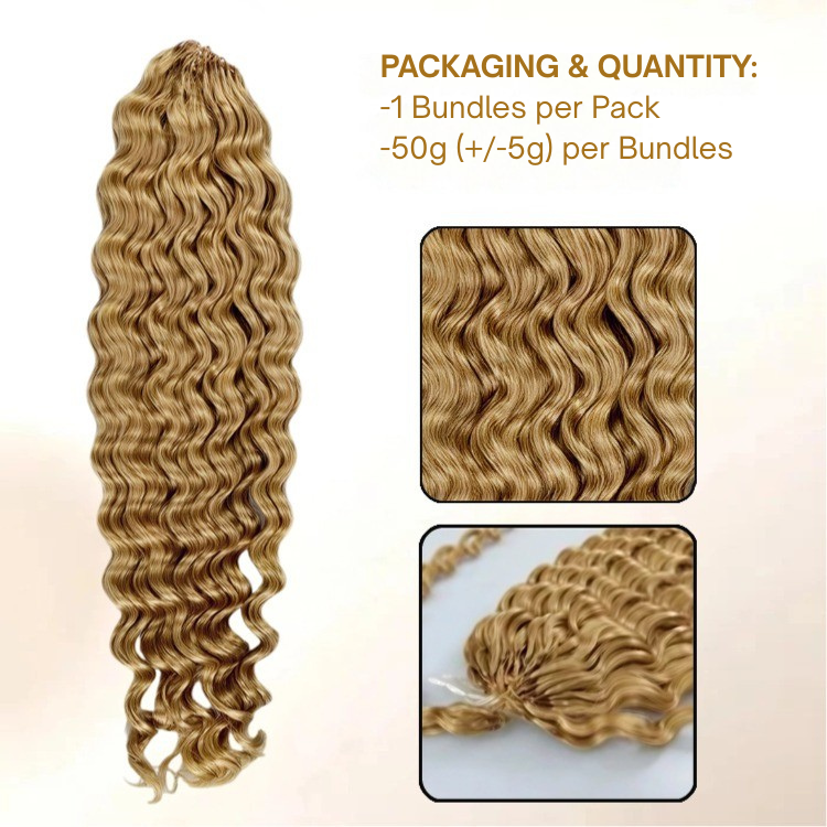 Honey Blonde Color Curly Feather Crochet Hair Single-strand feathers 100% Real Human Hair - Rafarada