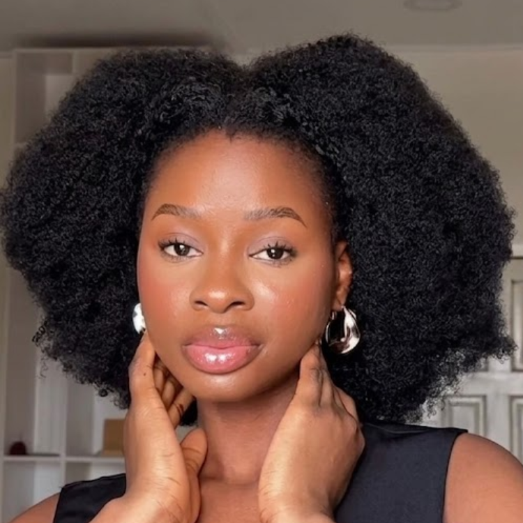 Afro Kinky Curly 3-In-1 Half Wig High Density Glueless Flexi-Fit Drawstring Wig - Rafarada