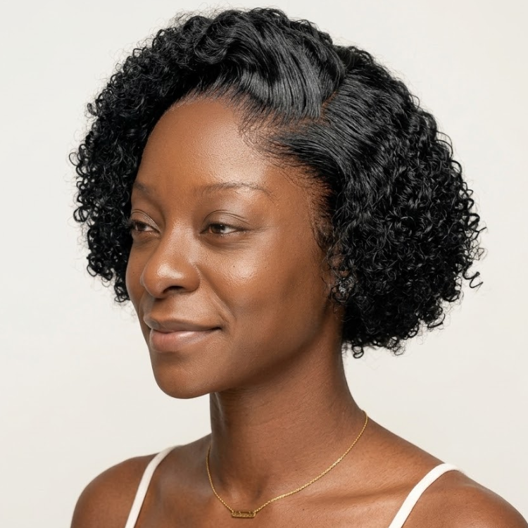 Natural Black Color 3C 4A Defined Spiral Coils Human Hair Wig Glueless Wet and Wave Short Pixie Bob Lace Front Human Hair Wig- Rafarada