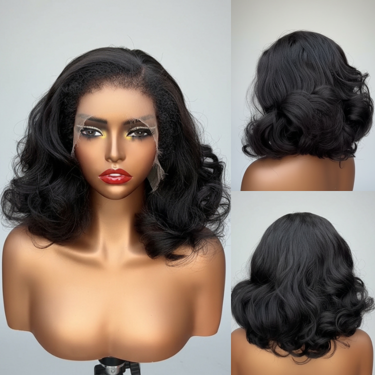 Lace Front Human Hair Wigs for Black Women Glueless Lace Wig with Edges Baby Yaki Loose Wave Hair - Rafarada