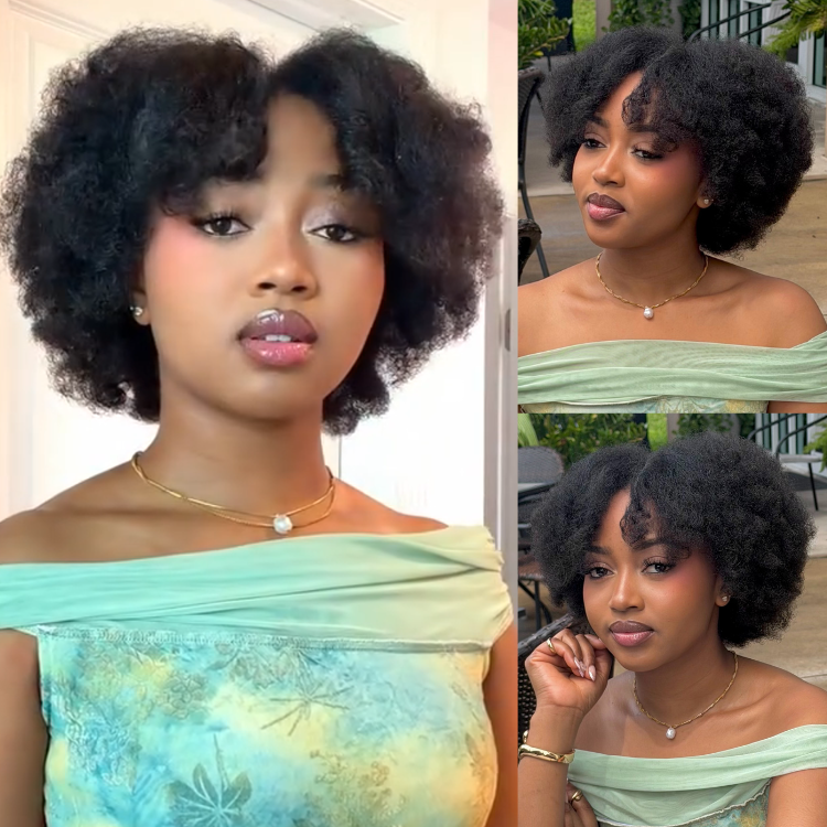4C Coily Afro Textured Human Hair - Rich Dark Black - Rafarada