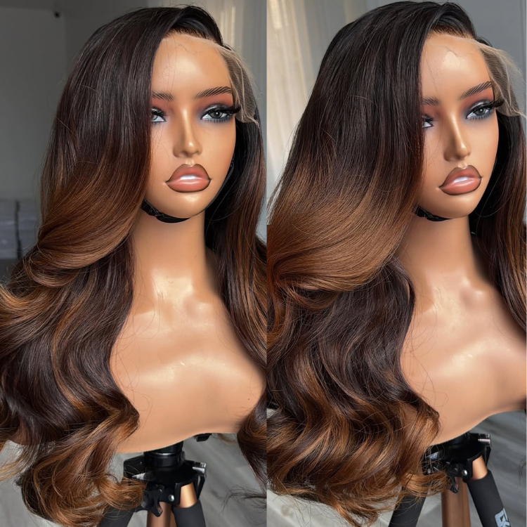 Wear and Go Glueless Body Wave Wig Highlight Honey Blonde Balayage Lace Front Ombre Color Human Hair Wigs Ready to Wear for Beginners - Rafarada
