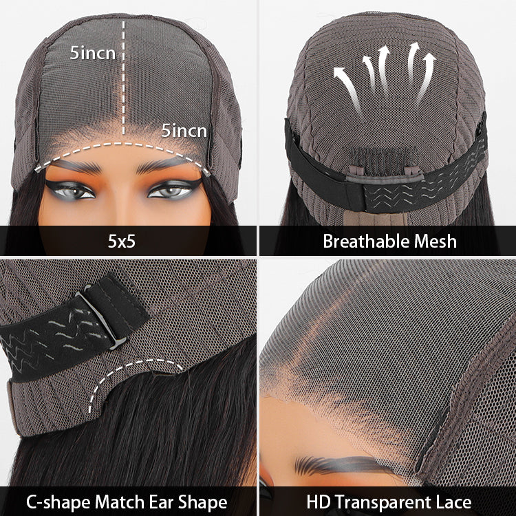 BOB Straight Human Hair Wig Glueless HD Lace Front Human Hair Wigs - Rafarada