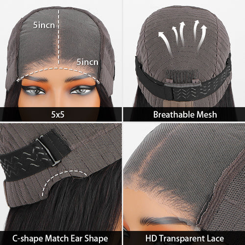 Glueless Body Wave Lace Front Wig Darkest Brown with Chocolate & Caramel Highlights Human Hair Wig- Rafarada