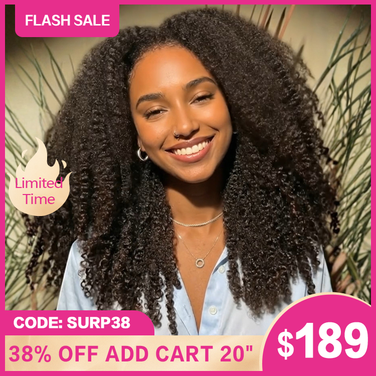 Most Realistic Afro Kinky Curly Human Hair Wig Glueless Lace Wig Ombre End Brown Color with Natural Hairline & Realistic Edges - Rafarada
