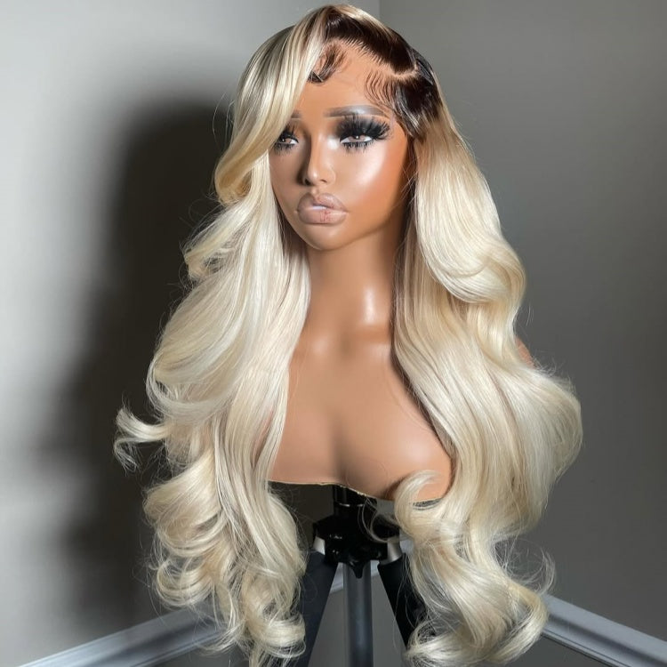Ombre Blonde Hair Color Body Wave Wig 13x4 Lace Front Wig Colored Human Hair Wigs - Rafarada