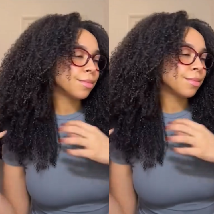 Natural Black Kinky Curly Lace Front Human Hair Wigs High Density Natural Black Brazilian Raw Hair Defined Bouncy Curls Wig - Rafarada